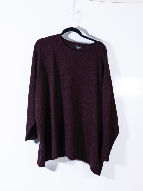 eskandar Sweaters - Eskandar 100% Cashmere Knit Crew Neck Long Sleeve Pullover Sweater Purple